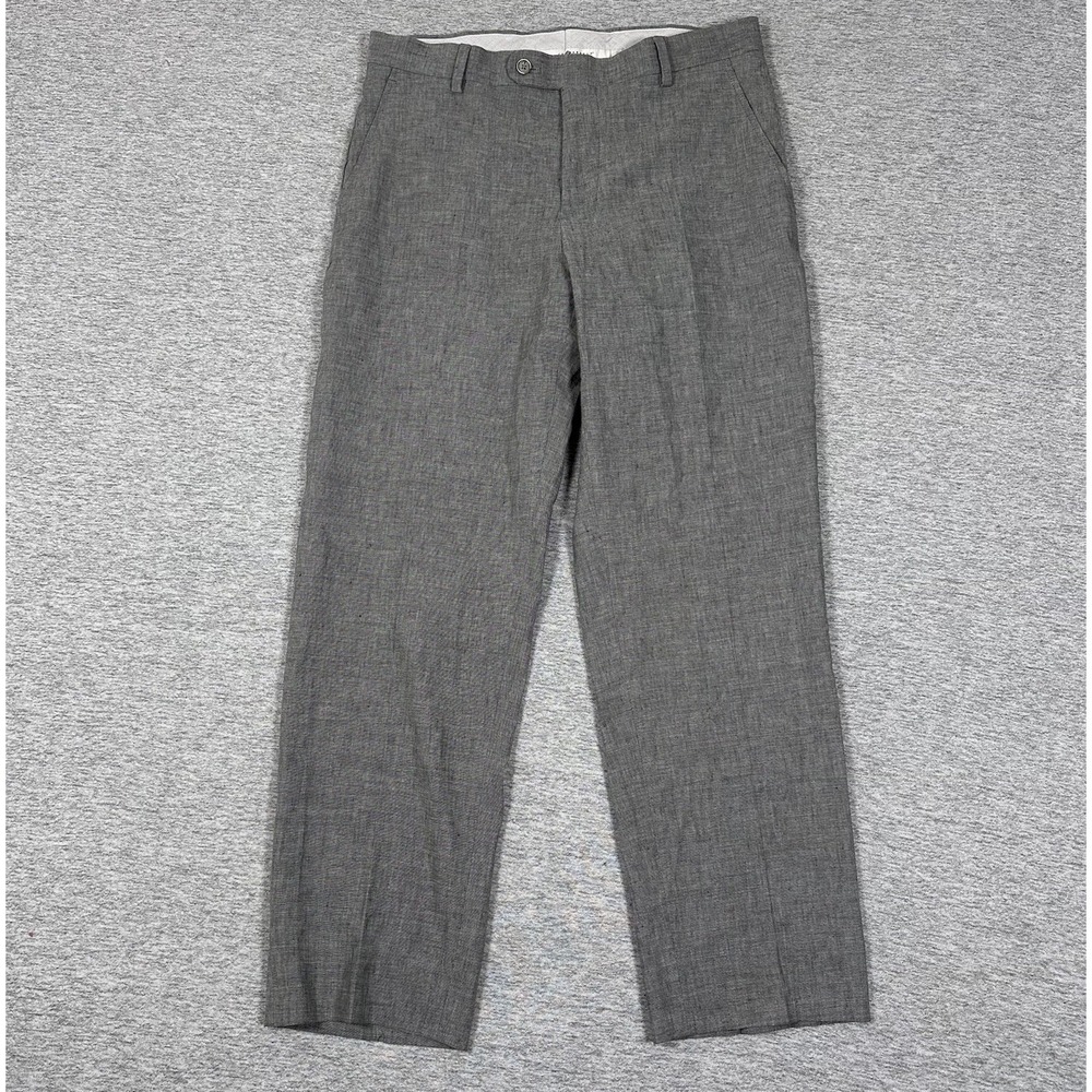 Joseph Abboud Dress Pants Mens 32x29 Gray Nova Fides Linen Blend Heritage